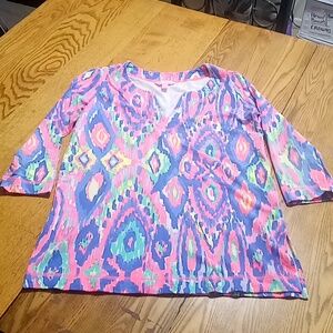 LILLY PULITZER Womens XS SHIRT TUNIC TOP BLOUSE Used Preowned Long Sleeve Casual
